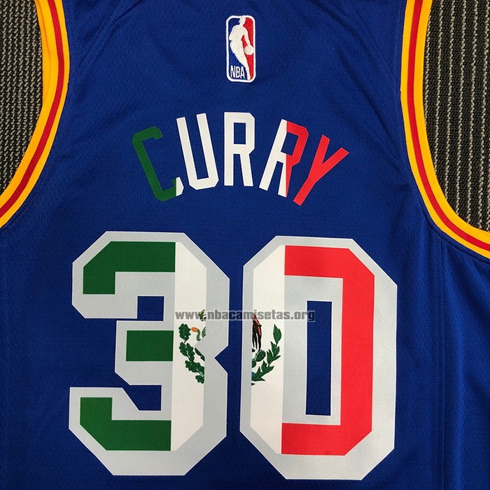 Camiseta Golden State Warriors Stephen Curry NO 30 Classic Royal Special Mexico Edition Azul